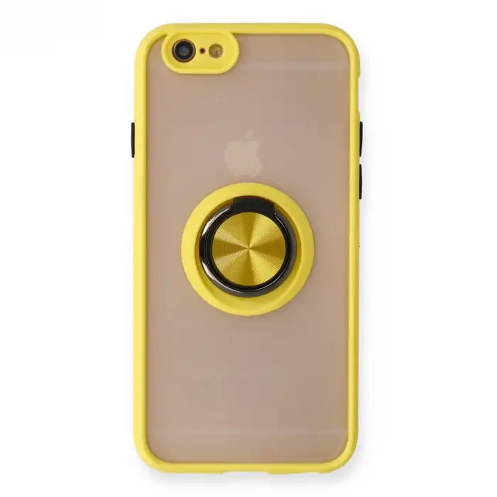 İphone 6 Kılıf Montreal Yüzüklü Silikon Kapak - Sarı