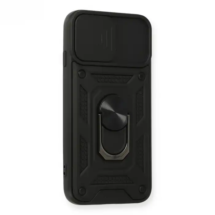 İphone 6 Kılıf Pars Lens Yüzüklü Silikon - Siyah