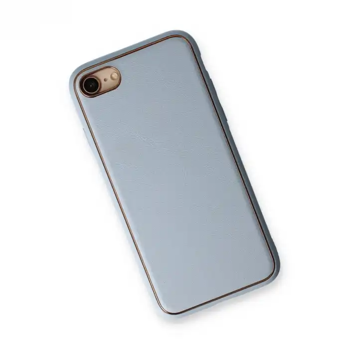 İphone 7 Kılıf Coco Deri Silikon Kapak - Açık Mavi