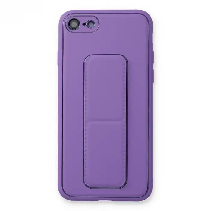 İphone 7 Kılıf Coco Deri Standlı Kapak - Koyu Lila
