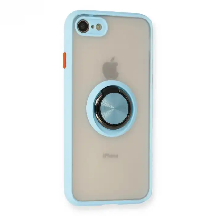 İphone 7 Kılıf Montreal Yüzüklü Silikon Kapak - Buz Mavi