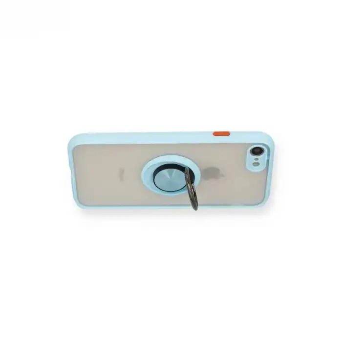 İphone 7 Kılıf Montreal Yüzüklü Silikon Kapak - Buz Mavi