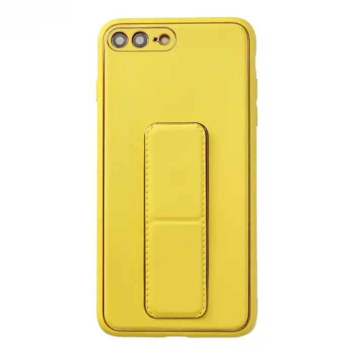 İphone 7 Plus Kılıf Coco Deri Standlı Kapak - Sarı