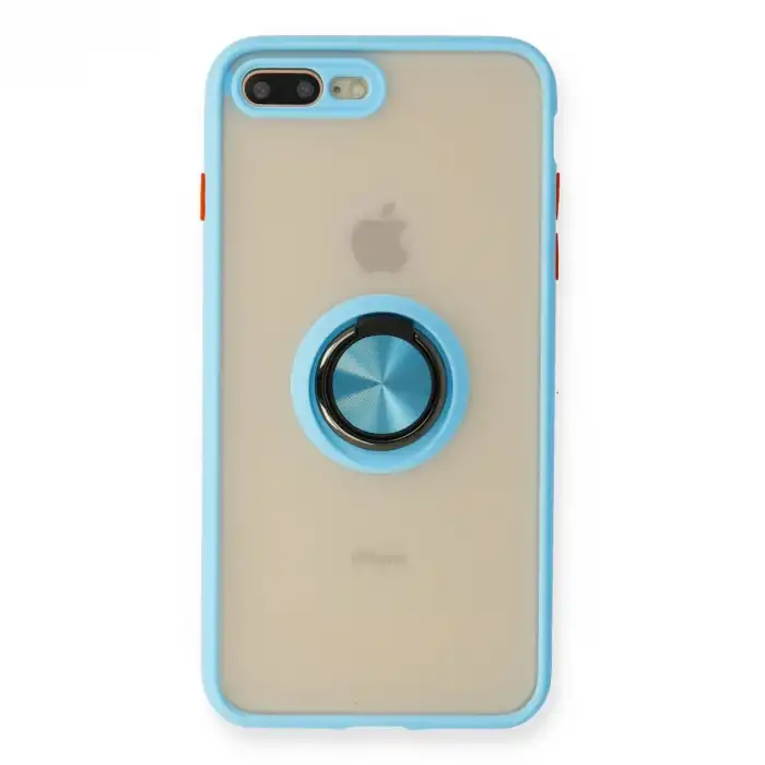İphone 7 Plus Kılıf Montreal Yüzüklü Silikon Kapak - Buz Mavi