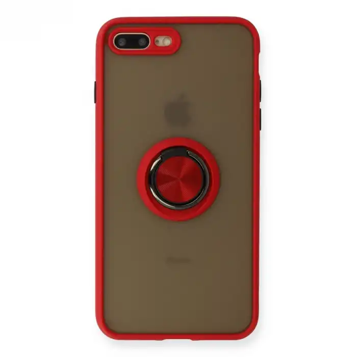 İphone 7 Plus Kılıf Montreal Yüzüklü Silikon Kapak - Kırmızı