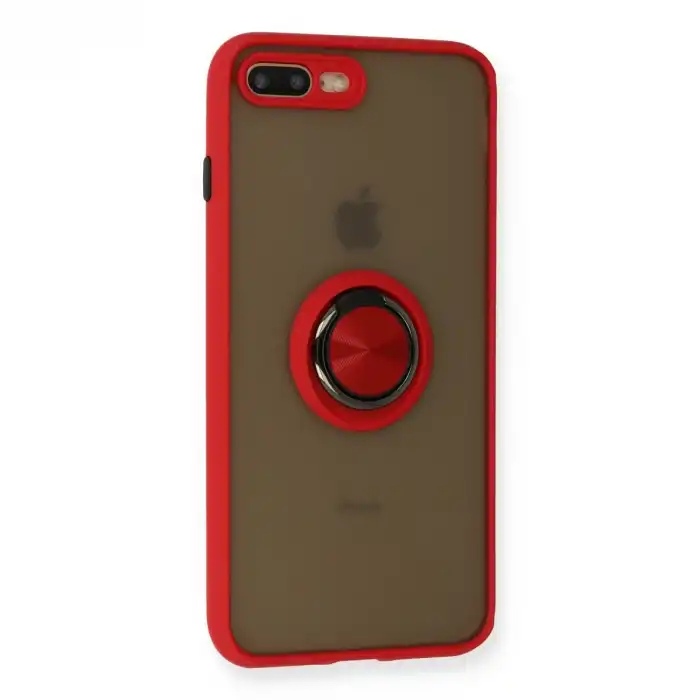 İphone 7 Plus Kılıf Montreal Yüzüklü Silikon Kapak - Kırmızı