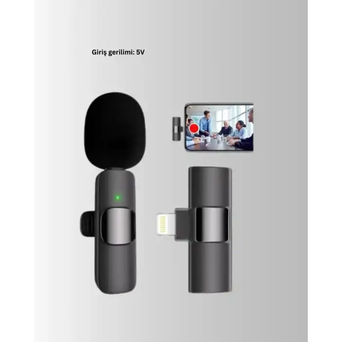iPhone İçin Çift Mikrofonlu Telsiz Yaka Mikrofonu 360 Derece HD Ses