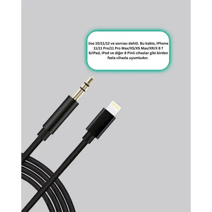 iPhone Uyumlu Lightning 3.5mm Aux Adaptör Kablo Stereo Ses Aktarım