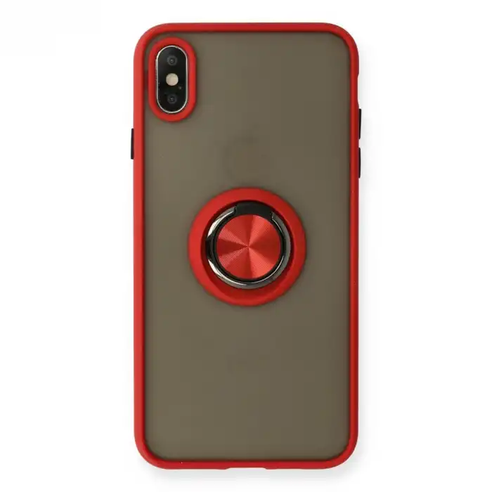 İphone X Kılıf Montreal Yüzüklü Silikon Kapak - Kırmızı