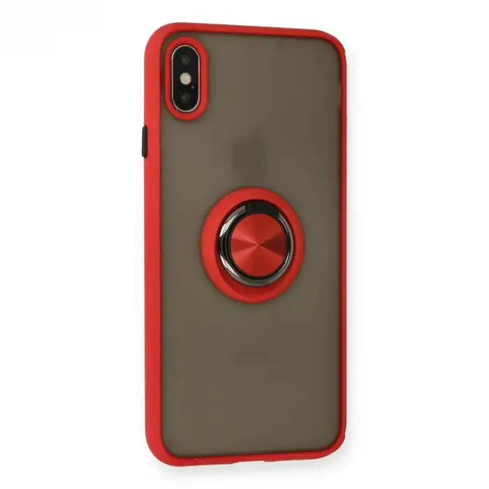 İphone X Kılıf Montreal Yüzüklü Silikon Kapak - Kırmızı