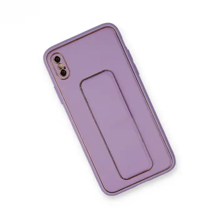 İphone Xs Max Kılıf Coco Deri Standlı Kapak - Koyu Lila