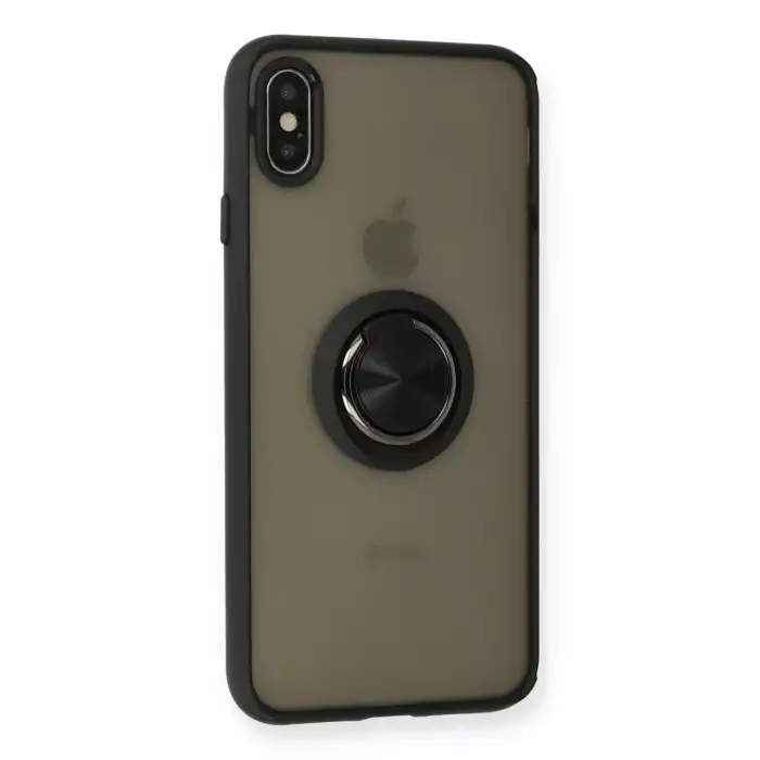 İphone Xs Max Kılıf Montreal Yüzüklü Silikon Kapak - Siyah