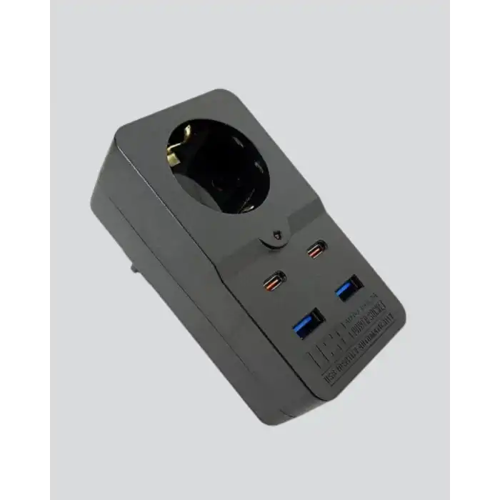 Isıya Dayanıklı PC Gövdeli Akım Korumalı Priz 4 USB
