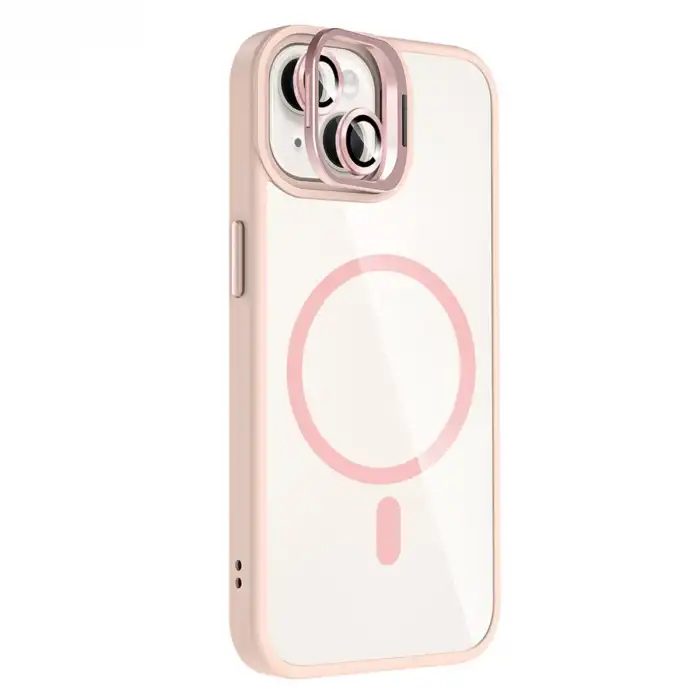 Joko Apple İphone 14 Remim Lensli Magsafe Standlı Kapak - Pembe