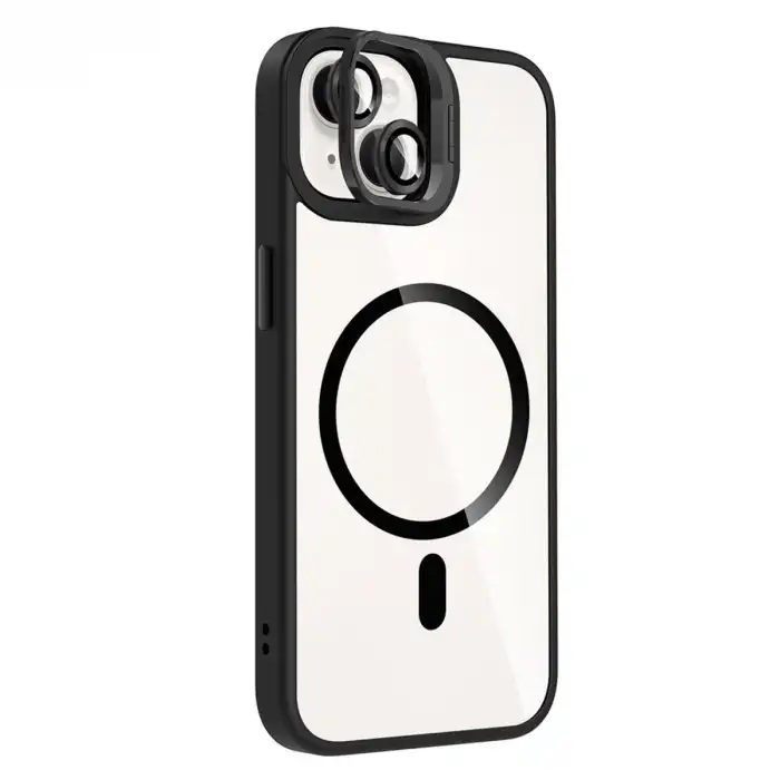 Joko Apple İphone 15 Plus Remim Lensli Magsafe Standlı Kapak - Siyah