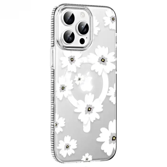 Joko Apple İphone 15 Pro Floral Magsafe Kapak - Beyaz