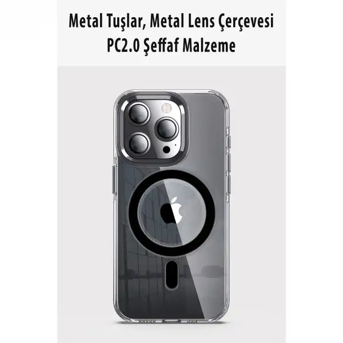 Joko Apple İphone 15 Pro Max Kılıf Crystal Magsafe Kapak - Şeffaf