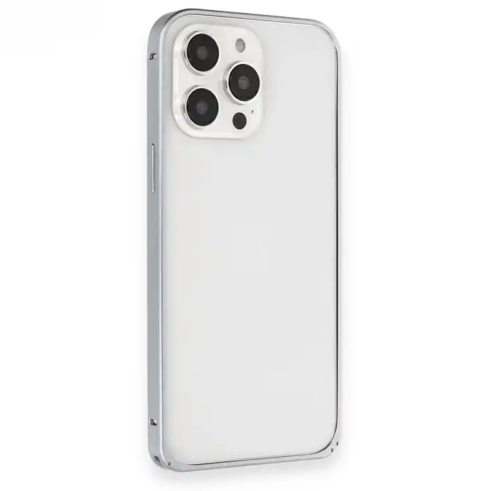 Joko Apple İphone 15 Pro Max Metal Bumper Mat Kapak - Gri