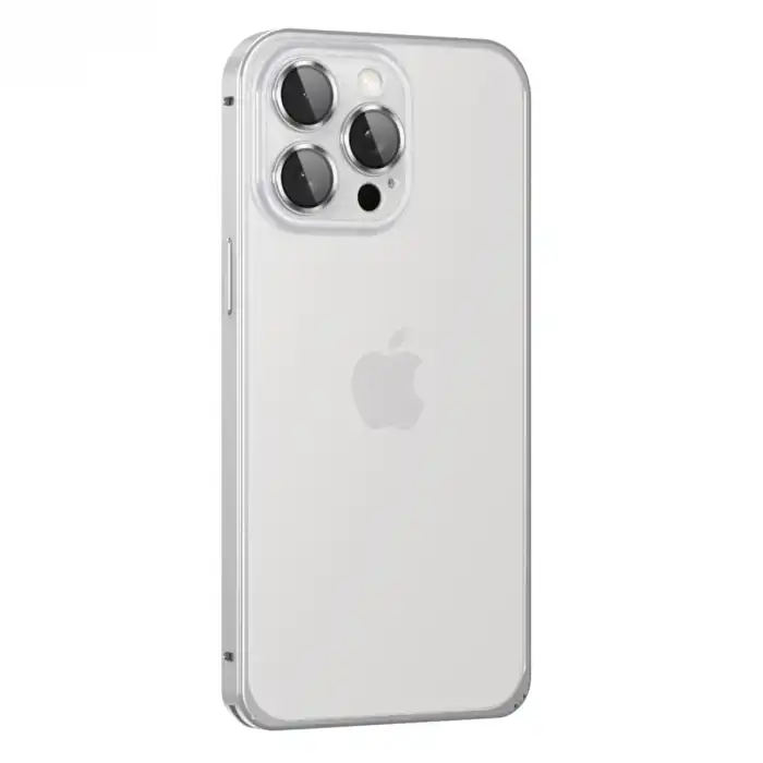 Joko Apple İphone 15 Pro Max Metal Bumper Mat Kapak - Gümüş