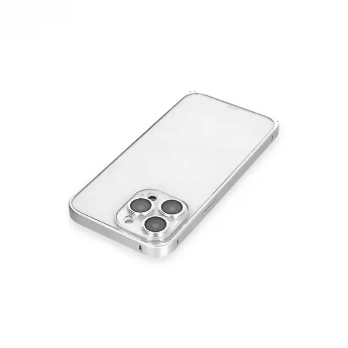 Joko Apple İphone 15 Pro Max Metal Bumper Mat Kapak - Gümüş