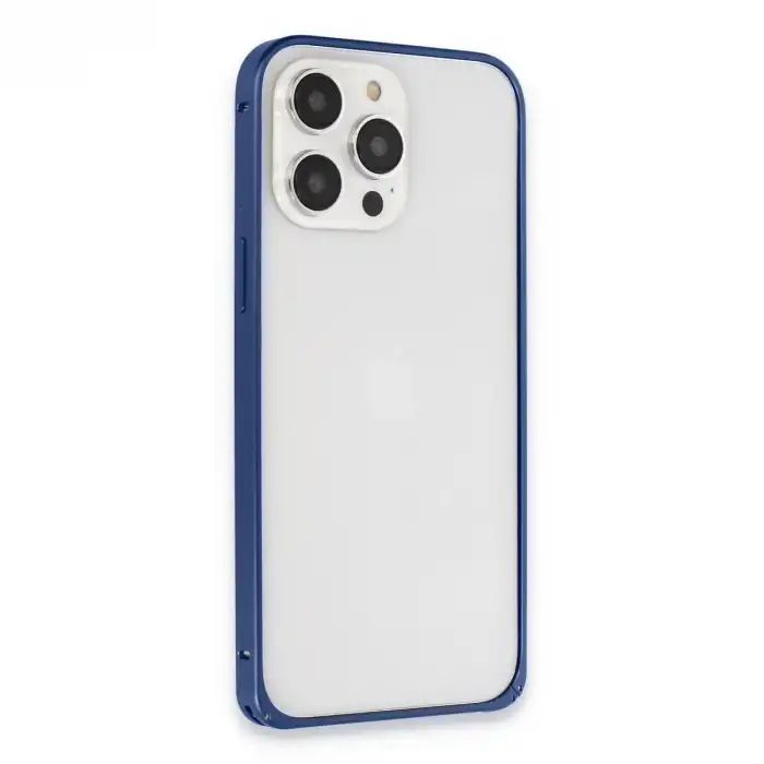 Joko Apple İphone 15 Pro Max Metal Bumper Mat Kapak - Lacivert