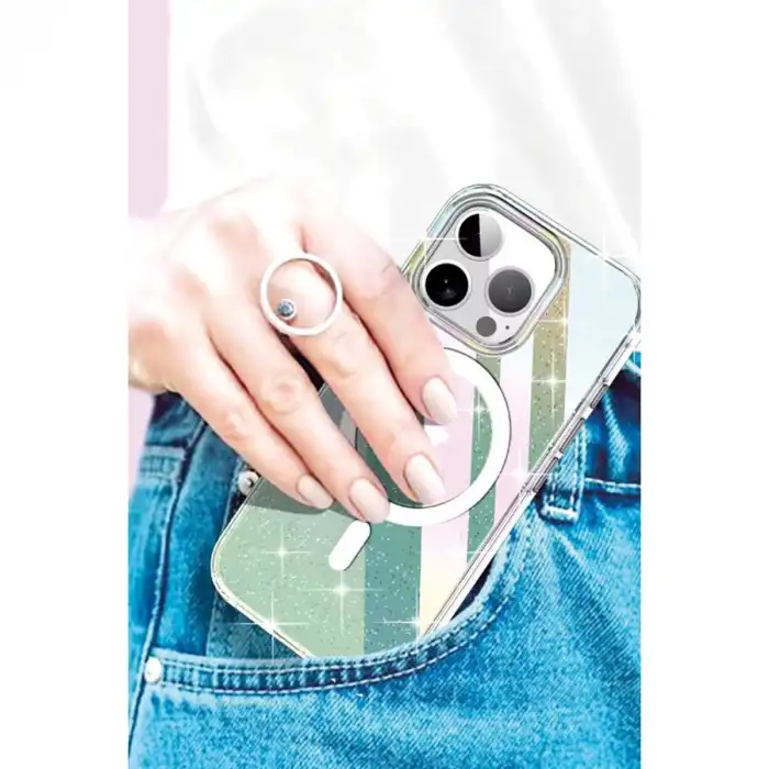 Joko Apple İphone 15 Pro Max Rasasi Simli Magsafe Kapak - Şeffaf
