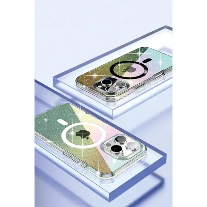 Joko Apple İphone 15 Pro Max Rasasi Simli Magsafe Kapak - Şeffaf