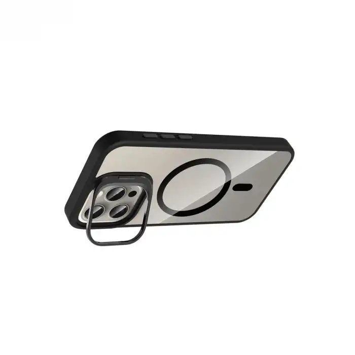 Joko Apple İphone 15 Pro Max Remim Lensli Magsafe Standlı Kapak - Siyah