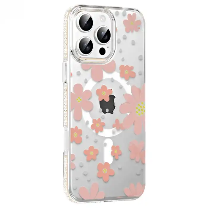 Joko Apple İphone 16 Pro Floral Magsafe Kapak - Pembe