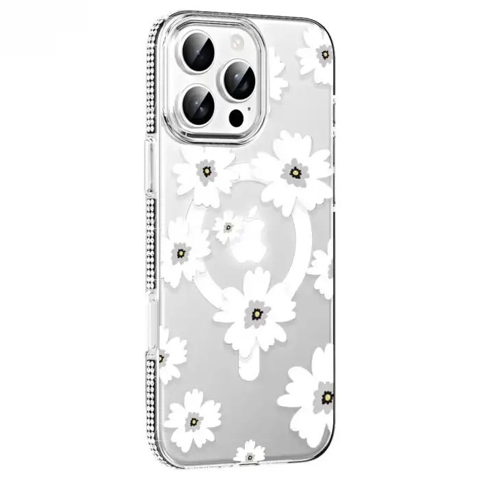 Joko Apple İphone 16 Pro Max Floral Magsafe Kapak - Beyaz