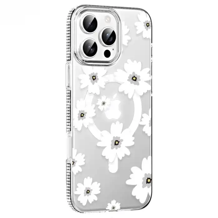 Joko Apple İphone 16 Pro Max Floral Magsafe Kapak - Beyaz