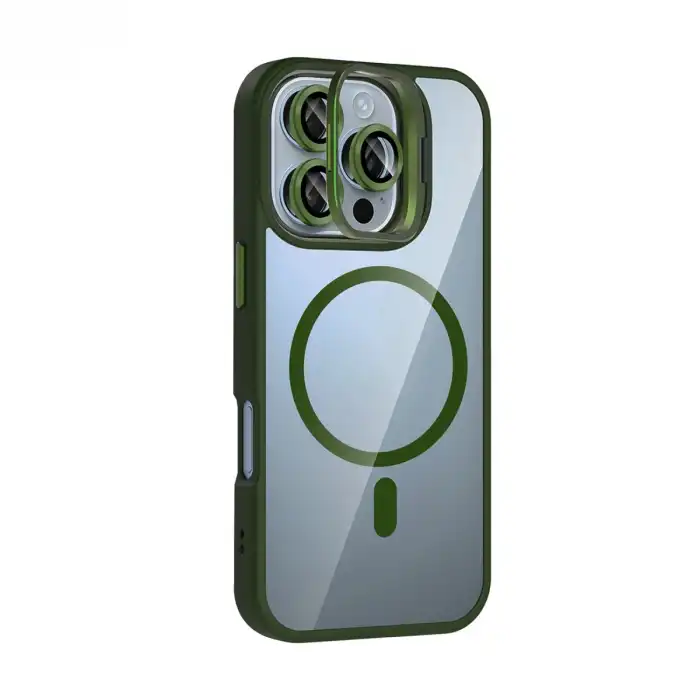 Joko Apple İphone 16 Pro Max Remim Lensli Magsafe Standlı Kapak - Koyu Yeşil
