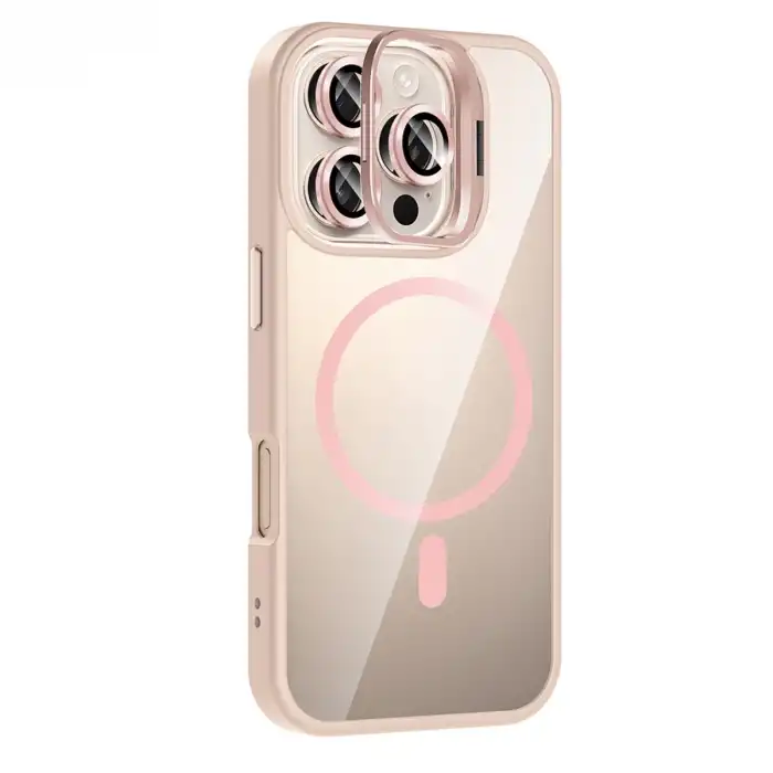 Joko Apple İphone 16 Pro Max Remim Lensli Magsafe Standlı Kapak - Pembe