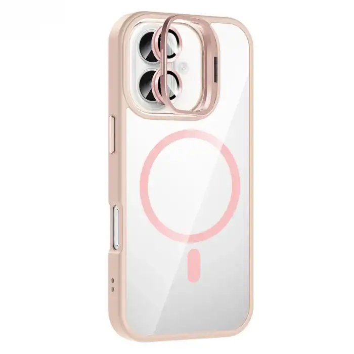 Joko Apple İphone 16 Remim Lensli Magsafe Standlı Kapak - Pembe