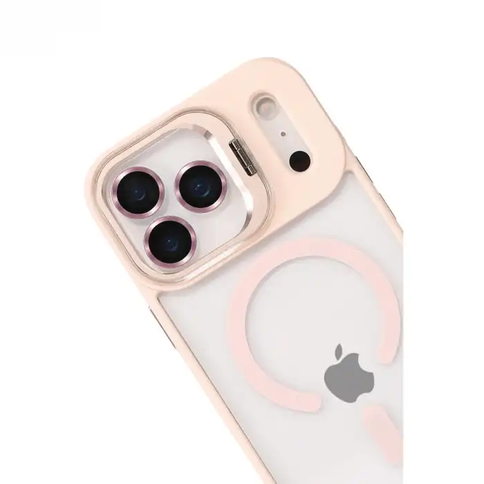 Joko Apple İphone 17 Pro Max Remim Lensli Magsafe Standlı Kapak - Pembe