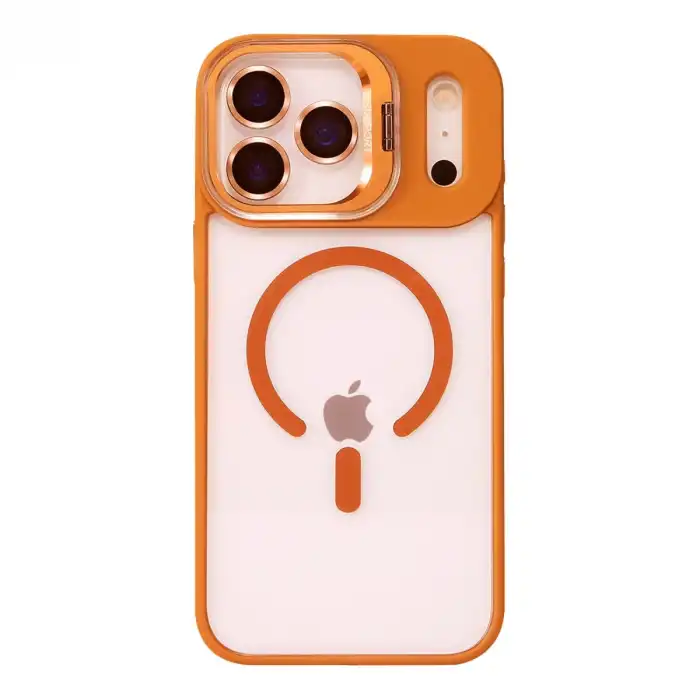 Joko Apple İphone 17 Pro Max Remim Lensli Magsafe Standlı Kapak - Turuncu