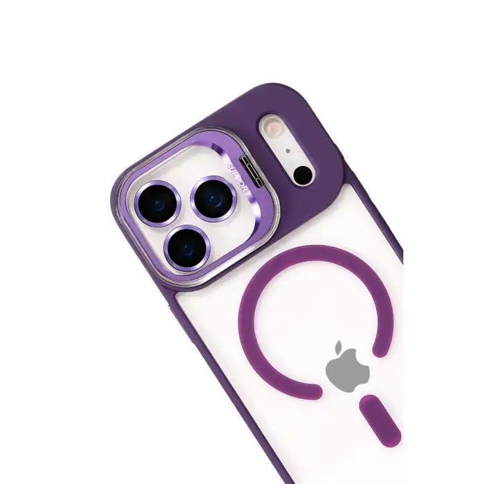 Joko Apple İphone 17 Pro Remim Lensli Magsafe Standlı Kapak - Derin Mor
