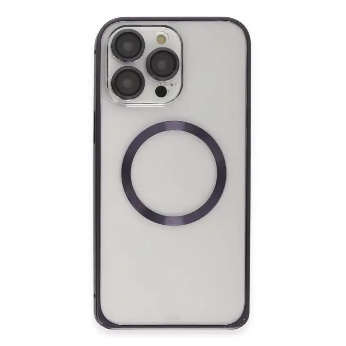 Joko İphone 14 Pro Kılıf Metal Bumper Magneticsafe Kapak - Derin Mor