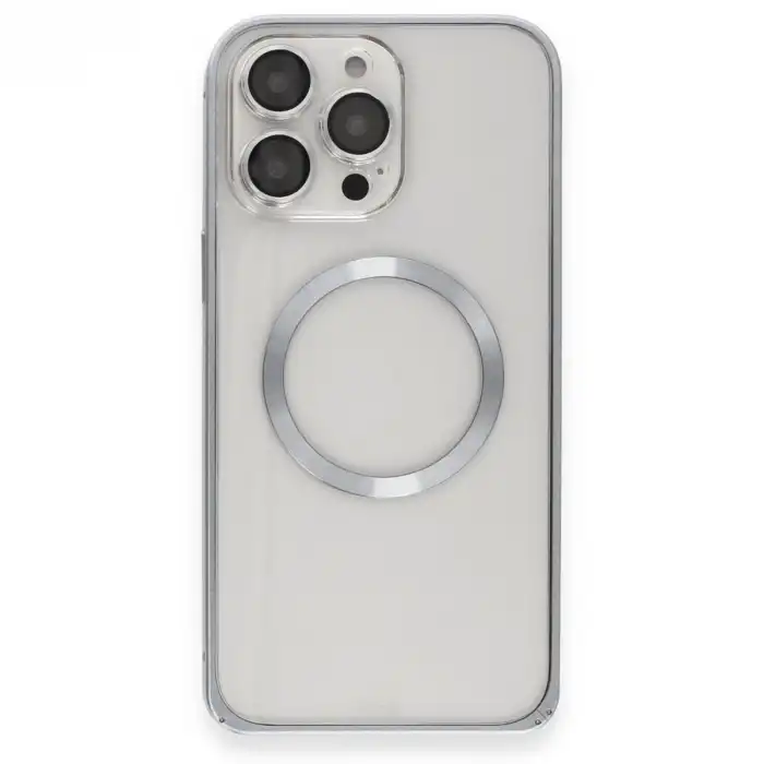 Joko İphone 15 Pro Max Kılıf Metal Bumper Magneticsafe Kapak - Gri