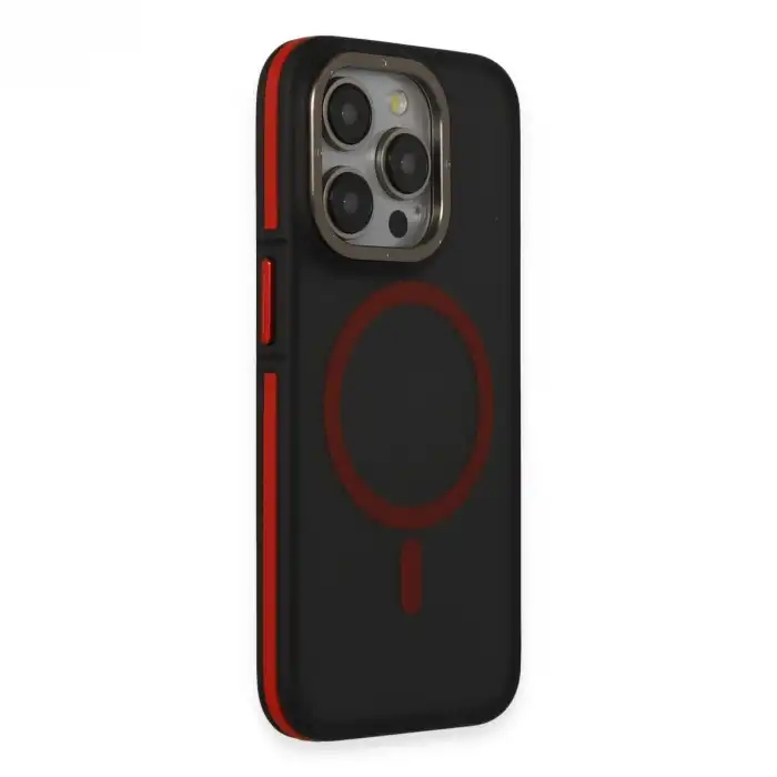 Joko İphone 15 Pro Max Rocky Magsafe Kapak - Siyah-kırmızı