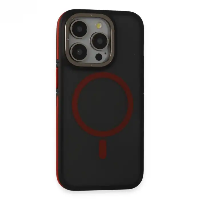 Joko İphone 15 Pro Rocky Magsafe Kapak - Siyah-kırmızı