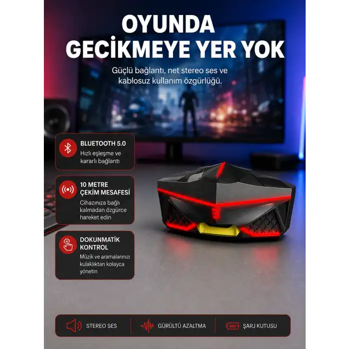 Kablosuz Bluetooth Kulaklık 5.0 Dokunmatik Kontrol Gürültü Engelleme