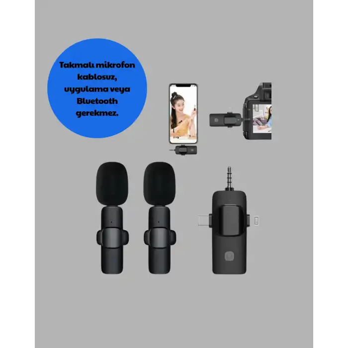 Kablosuz Mikrofon - Telefon ve Bilgisayar Uyumlu