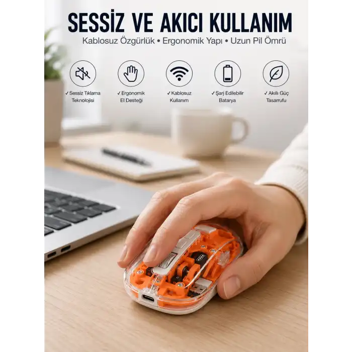 Kablosuz Mouse Fare 5.0 Bluetooth Bağlantılı USB Girişli Yeni Nesil