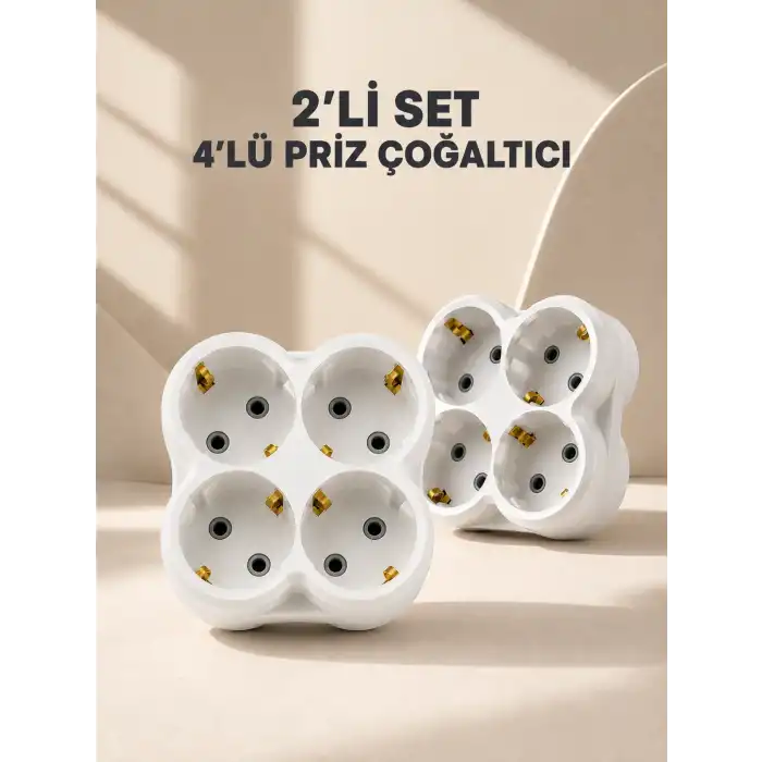 Kablosuz Priz Çoklayıcı 4’lü Duvar Tipi Kompakt Priz Çoğaltıcı 2’li Set