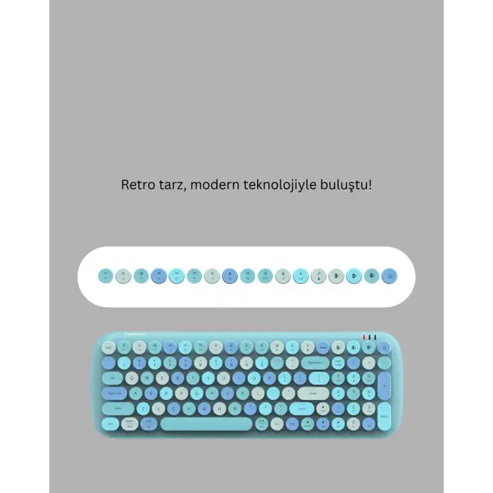Kablosuz Retro Klavye ve Mouse Seti – 104 Tuşlu, Sessiz Yazım