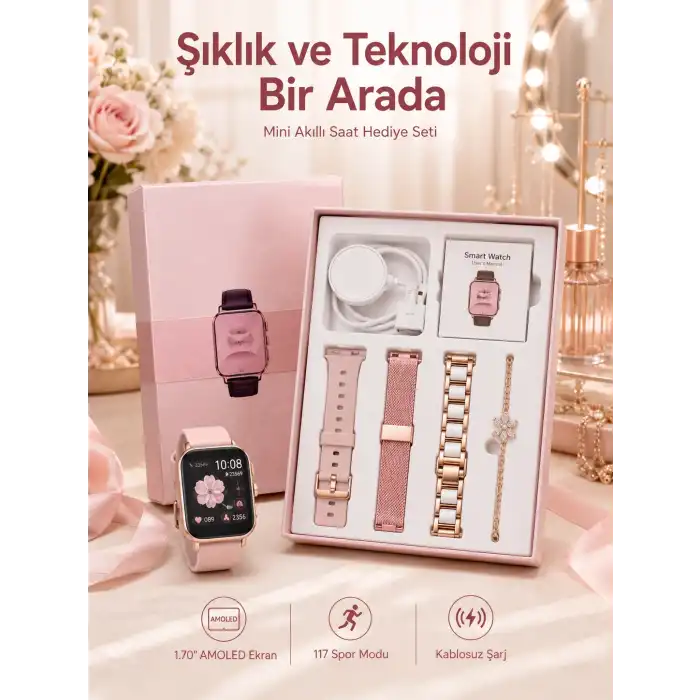 Kadınlar İçin Dokunmatik Ekran Akıllı Saat ve Gamer Kablosuz Bluetooth Kulaklık ANC Özelliği