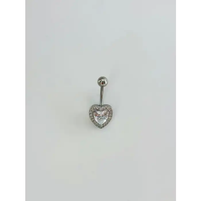 Kalp Detaylı Göbek Piercing