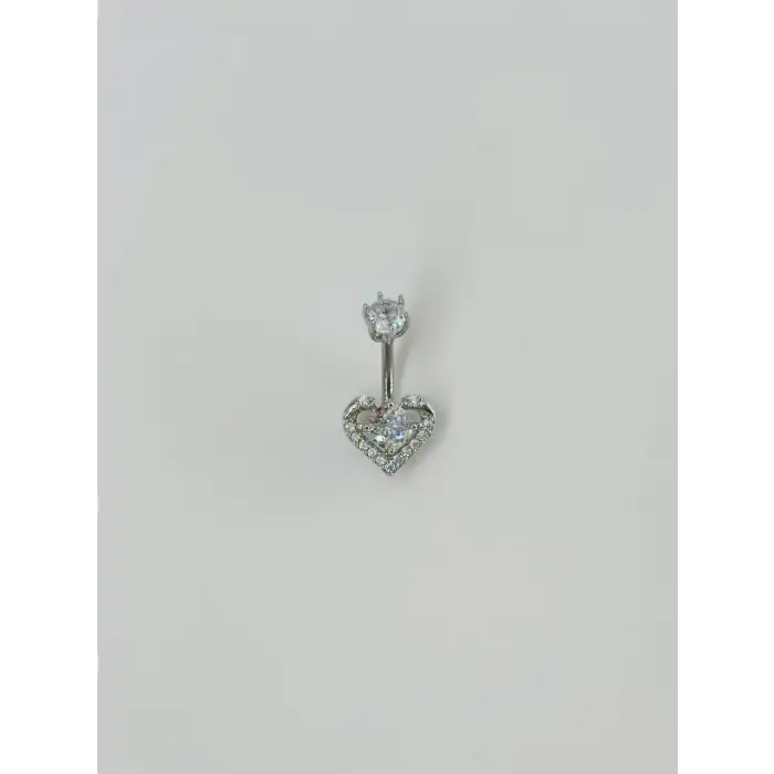 Kalp Detaylı Göbek Piercing