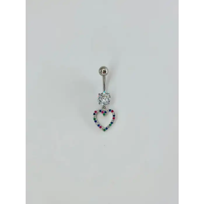 Kalp Detaylı Göbek Piercing